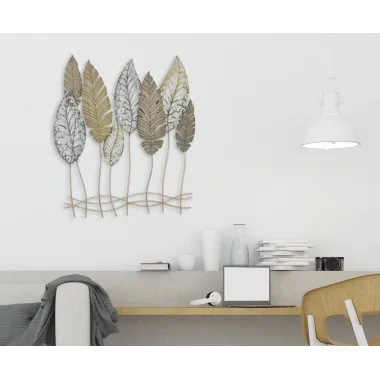 PANEL ZE STALI I DREWNA LIŚCIE -C- 75 2,5 87 cm